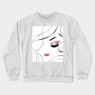 fashion chic girl line art illustration Crewneck Sweatshirt